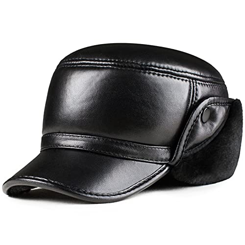 ZYC Weiche PU-Lammfell-Leder-Flachkappe Newsboy, der warm Winter-Efeu-Hut Winter Bomber-Hüte warme Ohrenschützer-Hut-Anti-kalt,XXL (59cm60cm) Cover