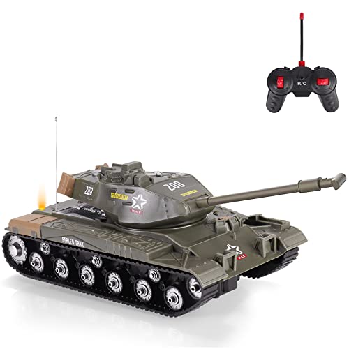 ele ELEOPTION Remote Control RC Tank with Rotating Turret and Sound Tank Toy Gift for Kids Boys Girls 3 4 5 6 7 8 Years Army Tanks Military Toys