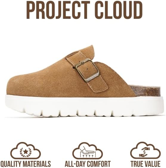 Project Cloud Chunky Kids Clogs – 100% Genuine Leather Clogs for Kids with Cork Footbed & Arch Support – Non-Slip Mules & Sandals for Girls Footwear (Little BentonChunky) - Image 4