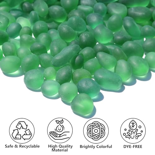 QYGL Sea Glass Stones - 2.9LB/46.4oz Green Frosted Glass Pebbles by QYGL - Used condition - Image 2