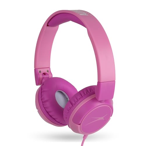 Image of Altec Lansing Kid Safe Wired Headphones, Over Ear Headphones for Kids Ages 3-5, Volume-Limiting Toddler Headphones with Mic, Compact Foldable Kids Headphones with Cord, APA Approved (Pink)