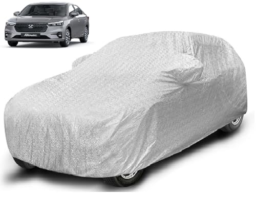 Image of Auto Hub Waterproof Car Cover Compatible with Amaze (Model- 2024-Till Date) with Mirror Pocket, Soft Cotton Lining, Waterproof Amaze Car Cover- Metallic Silver