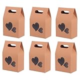 OATIPHO 24 Piezas Bolsa de Papel Kraft con Ventana Forma de Corazón Unidades Bolsa para Regalos y Snacks Material de Alimenticio Diseño Duradero y Portátil para Cumpleaños y Fiestas