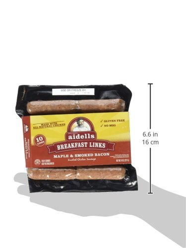 Aidells Smoked Chicken Sausage Breakfast Links, Maple & Smoked Bacon, 8 Oz. (10 Fully Cooked Links) #TOP4