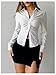 SOLY HUX Women's Button Down Ruched Blouse Long Sleeve Shirts Slim Fit Aesthetic Tops Solid White X-Small