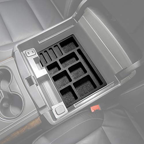 Red Hound Auto Center Console Organizer 3 Piece Stacking Set Vehicle Inserts Compatible with Chevy Chevrolet GMC Suburban Yukon XL 2015 2016 2017 2018 2019 Black Full Floor Console Only