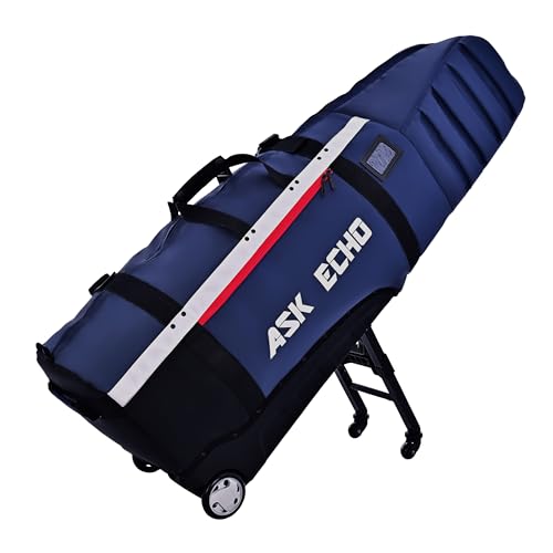 ASK ECHO Locklink StableRoller Golf Travel Bag with 4-Wheel Rolling System, Extendable Support Stand Legs (Navy)