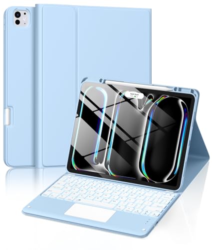 Harvopu iPad Pro 13�C���`�p�P�[�X �L�[�{�[�h�t�� (M5/M4) 2025/2024�p ���C���C�����X���O���\�L�[�{�[�h �}���`�^�b�`�g���b�N�p�b�h�t�� 7�F �o�b�N���C�g�t�� �t�H���I�J�o�[ iPad Pro 13�C���`�p �X�J�C