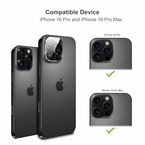 Image of SupCares Premium Camera Lens Protector Tempered Glass Compatible For iPhone 16 Pro and iPhone 16 Pro Max With Installation Kit | Edge to Edge Coverage | Transparent | Pack of 2