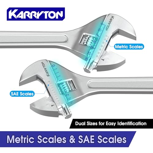 KARRYTON 24" Inch Adjustable Wrench with 2-1/2"(63mm) Max Jaw Opening (Scales Metric and SAE), Drop Forged Alloy Steel Adjustable Spanner for Various Fasteners, Chrome Plated Handle Polished - Image 5