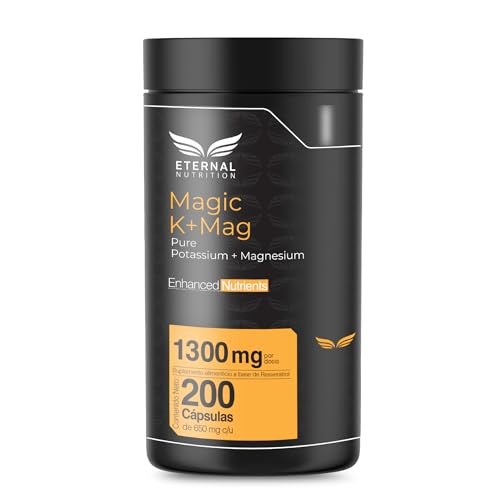 Vitamínicos, MAGIC K + MAG Citrato De Potasio y Citrato De Magnesio 200 capsulas (1300mg por porcion), Electrolitos, by Eternal Nutrition - Ingredientes Naturales Premium de...