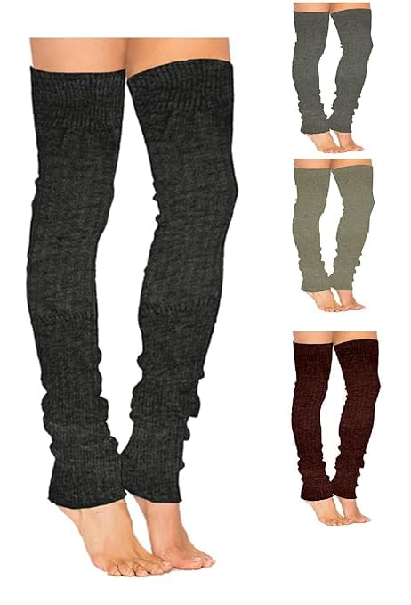 1 Pair Warm Winter Woolen Long Leg Socks Knee Cover Leg Warmers for Men & Women Multicolor-image-17