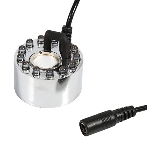 24-V-Farbwechsel-Ultraschall-Nebelhersteller, Wasserbrunnen-Teich-Nebelzerstäuber-Luftbefeuchter mit 12 LED-Nebelherstellern (Dreifarbiger Nebelkopf mit Farbverlauf)