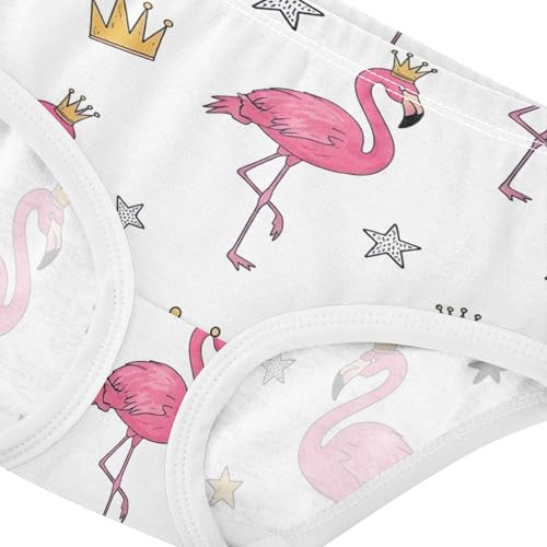 Cotton Toddler Underwear Floral Watercolor Pink Flamingos White Little Girl Panties Florals Briefs Girls Undies 2t4