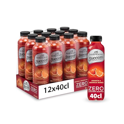 San Benedetto, Succoso Zero alla Arancia Rossa, 12x400 ml Bevanda Leggera e Dissetante in Acqua Minerale Naturale, Senza Zuccheri, Conservanti Coloranti e Glutine