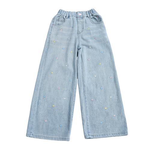 Baggy Jeans for Girls Wide Leg Ripped High Elastic Waisted Denim Pants with Pockets Summer Trousers Y2K Streetwear3