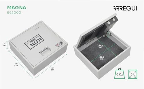 ARREGUI Magna 592000 Versteckter Safe im Schrankboden | Geldversteck zu Hause | Tarnung für zu Hause mit Code | Elektronischer Safe | 11 x 31 x 29 cm | 5 l