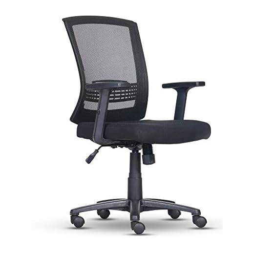 Amazon Basics Silla de oficina con soporte lumbar, altura regulable y reposabrazos, negro(Antes éramos Movian)