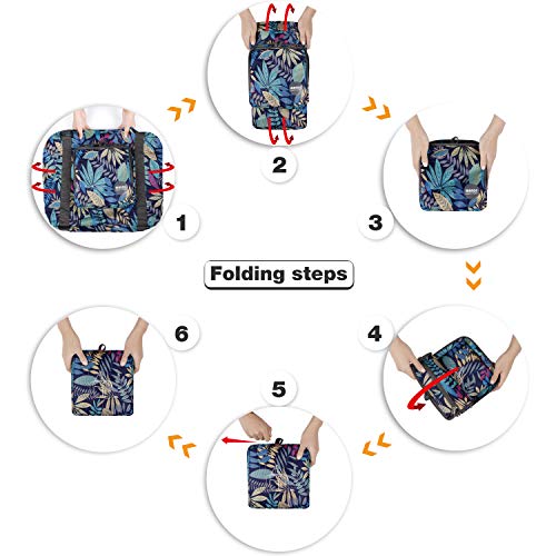 Wandf Foldable Travel Duffel Bag Luggage Sports Gym Water Resistant Nylon (D-Leaf A)