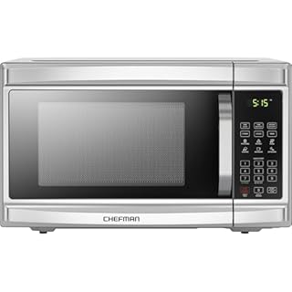 Chefman Countertop Microwave Oven, 1.3 Cu. Ft. Digital, Stainless Steel, 1000 Watts, with 6 Auto Menus, 10 Power Levels, Eco Mode, Memory, Mute Function, Child Safety Lock, Easy Clean Microwave Ovens