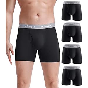 wirarpa Heren Mesh Boxers Shorts Open Fly Heren Trunks Stretchy Ademend Broek Ondergoed 4 Pack