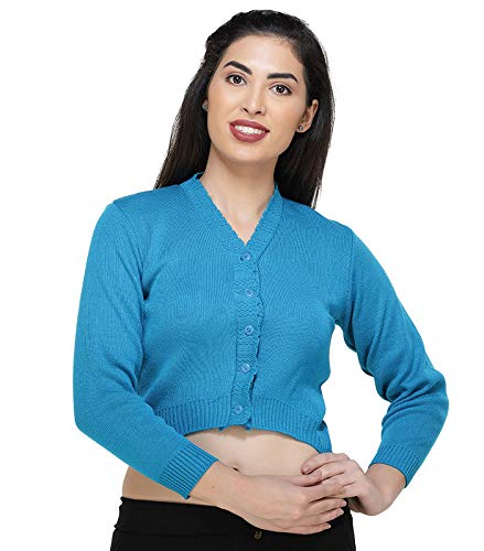 Image of Women Winter Wear V-Neck Full Sleeves Regular Fit Woollen Blouse