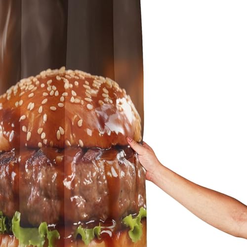 Rideau de douche imperméable hamburger 183x183 cm avec crochets - 5