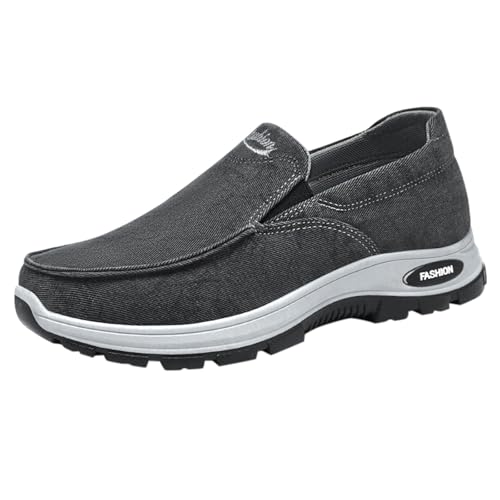 Zapatos para caminar para hombre, cómodos, transpirables, ligeros, informales, antideslizantes, zapatos de trabajo para hombre, uso diario, color gris oscuro, gris, 43.5 EU