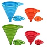 Silicone Collapsible Funnel Set of 4 Small and Large, Kitchen Funnels for Filling Water Bottle Oil Liquid Power Transfer, Foldable Cooking Gadgets tools Food Grade