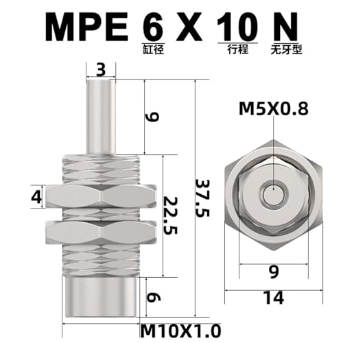 Cylindre pneumatique MPE10X15-N micro vérin double effet 10mm pour machine industrielle