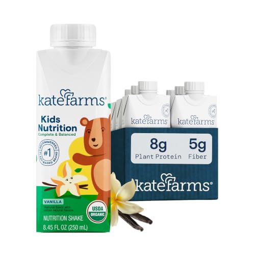Image of KATE FARMS Kids Nutrition Shake, Vanilla, 8g Protein, 6 Pack | Organic kids nutrition shake with 8g protein plus 27 vitamins and minerals.