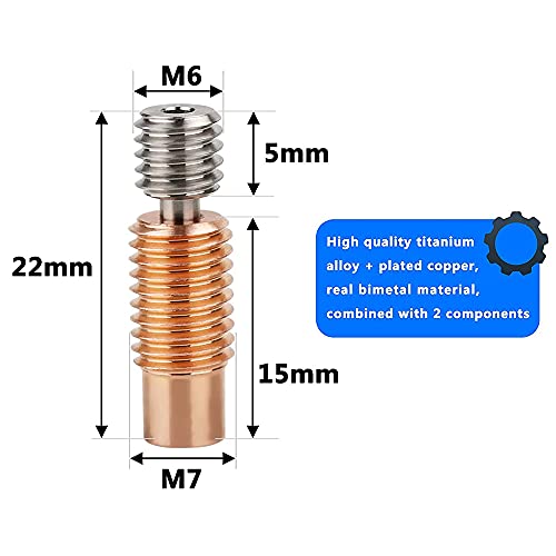 Upgrade Bimetal Heatbreak All Metal Copper Titanium Tc4 Throat Compatible With Sidewinder X1 V6 Volcano Hotend Titan Aero Extruder Prusa I3 Mk3S 3D Printer (Threaded Version) #TOP2