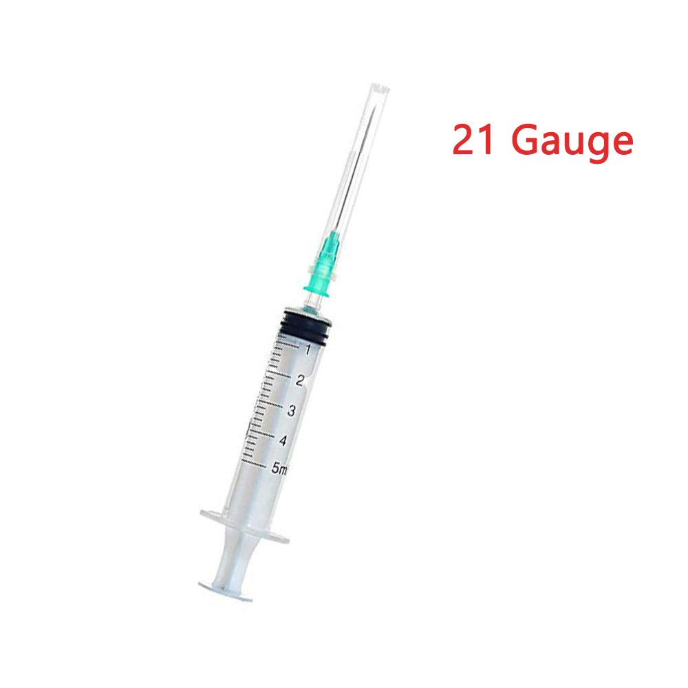 35Pack 5ml/cc Disposable Syringes with 21Ga Needles Caps,Plastic Syringe with Mearsurement for Labs,Liquid,Industrial Use,Feeding,Paint