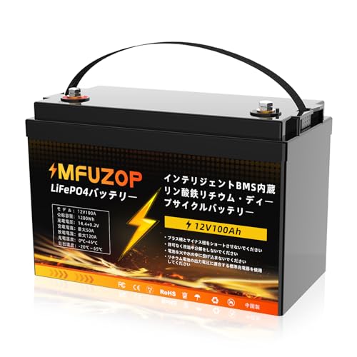 MFUZOP 12V 100Ah LiFePO4 _S`ECIobe[ 1280Wh100ABMS 5000ȏfB[vTCNobe[  ڑ RV \[[d ZLeBfoCX Ԓ ItObh hБ΍