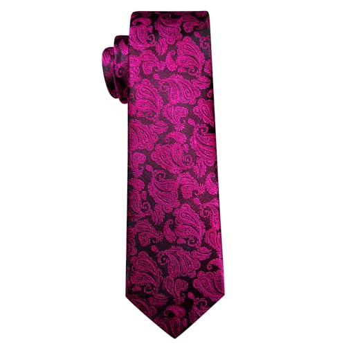 Image of YOHOWA Mens Ties Set Wedding Paisley Neckties with Handkerchief Cufflinks Formal Business