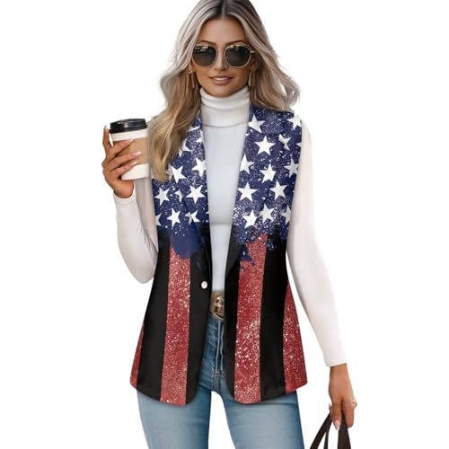 Women's Sleeveless Blazer Vest Open Front Casual Suit Blazer V-Neck Lapel Outerwear Vests
