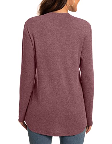 Anyhold Womens Fall Plus Size Long Sleeve Tunic Tops for Leggings V Neck Casual Loose Fit Blouse Shirt4