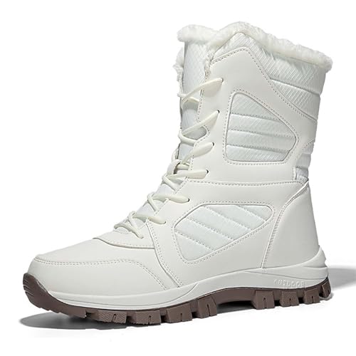 Generisch Botas de nieve para mujer, impermeables, extremadamente cálidas, botas de esquí anchas, botas de invierno anchas, botas de invierno, térmicas, cálidas, botas térmicas, 01 White, 40 EU