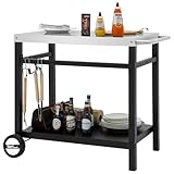 Royal Gourmet Double-Shelf Movable Dining Cart Table,Commercial Multifunctional Stainless Steel Flattop Worktable PC3401S