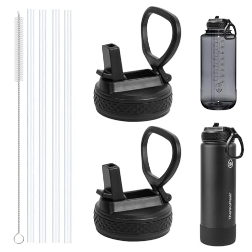 UWSTE 2Pack Straw Lid Compatible with ThermoFlask 18OZ/24OZ/32OZ/40OZ/64OZ Water Bottle Replacement Lid Fits Nalgene Wide Mouth Bottle Leak Proof and Spill Proof Easy to Carry