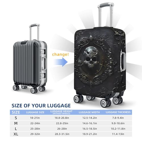 Ornate Dark Skull Book Travel Luggage Covers - Elasticity Suitcase Covers Protector for Luggage 18-32 Inch2