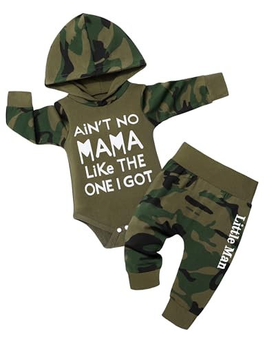 Image of Von kilizo Baby Boy Clothes 0-12 Months Long Sleeve Hoodies Pant Sets Camo Letter Print Baby Boy Outfits Infant Boy Clothes
