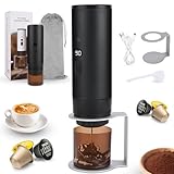 3 in 1 Caffettiera Portatile, Macchina da Caffè Espresso Capsules, Senza Fili & Auto-Riscaldante, 15 Bar, 90 ml, Può preparare 50 tazze di caffè, per Viaggi Campeggio Auto Ufficio (Nero Stella)