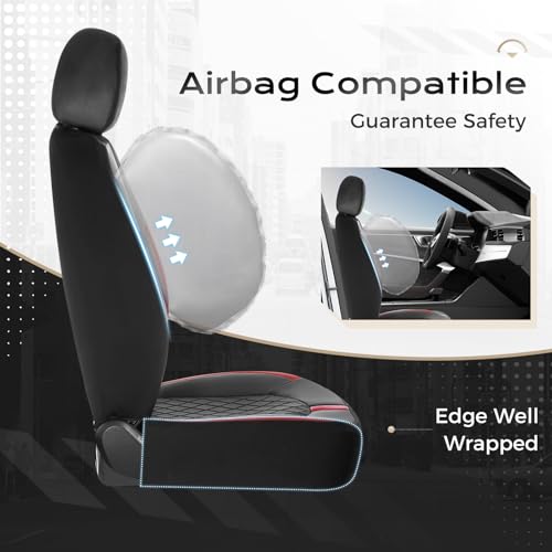Image of Coverado Car Seat Covers Front Seats, Car Seat Cover, Car Seat Protector Waterproof, Car Seat Cushion Red Seat Covers Carseat Cover Universal Fit for Most Cars