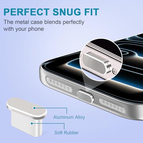 Image of USB C Dust Plug,USB C Port Cover Type C Charging Port Plug Cover Speaker Dust Cover, Accessories for iPhone 17 Pro Max (Silver, for iPhone 17 Pro Max)