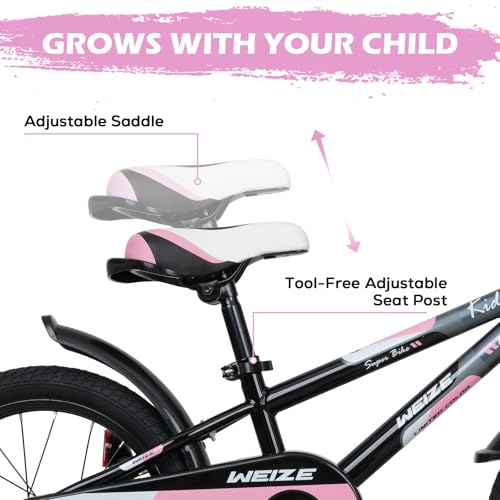 WEIZE 16 Inch Kids Bike Pinkblack