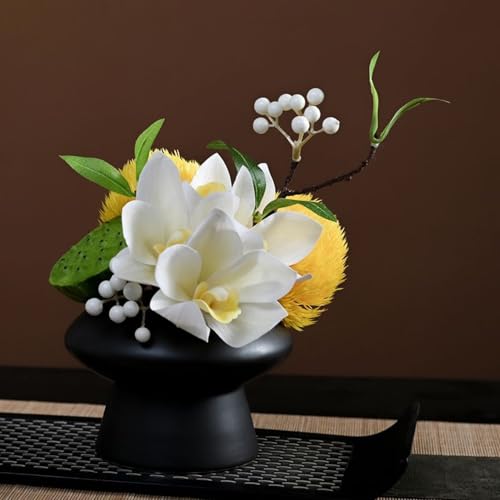 HGJH 造花アレンジ 人工多肉植物 カラー7 新中風 人工盆栽 陶器付き 生け花 ダイニングテーブル リビング コーヒーテーブル インテリア 玄関 フラワーアレンジメント 耐退色 耐候 店舗 新築祝い 開店祝い F 人工観葉植物