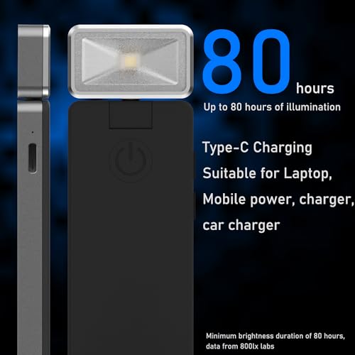 Image of LED Rechargeable Clip-On Book Light for Reading in Bed at Night, Eye-Protection Small Bookmark Lamp with 3 Colors & 5 Brightness,80 Hrs Runtime, Reading Light for Book Lovers, Kids. (Grey)