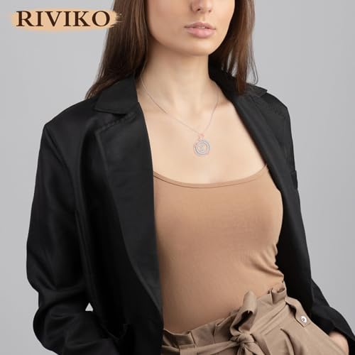 RIVIKO Graduation Gifts for Her,925 Sterling Silver Rose Circle Initial Necklaces,Initial Letter Pendant Necklaces Personalized Jewelry Anniversary Christmas Birthday Gifts for Her Mom Wife Girlfriend3