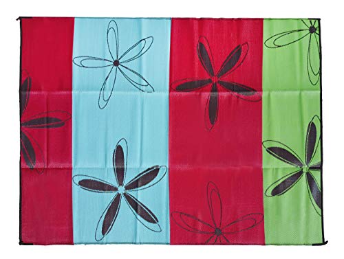 Rv Mat Patio Rug Colorful Floral Design 9x12 - Thumbnail 5